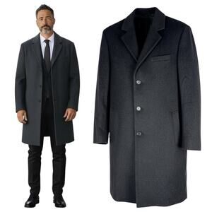 Michael Kors Wool Cashmere Blend Top Coat Charcoal Gray Size 46L